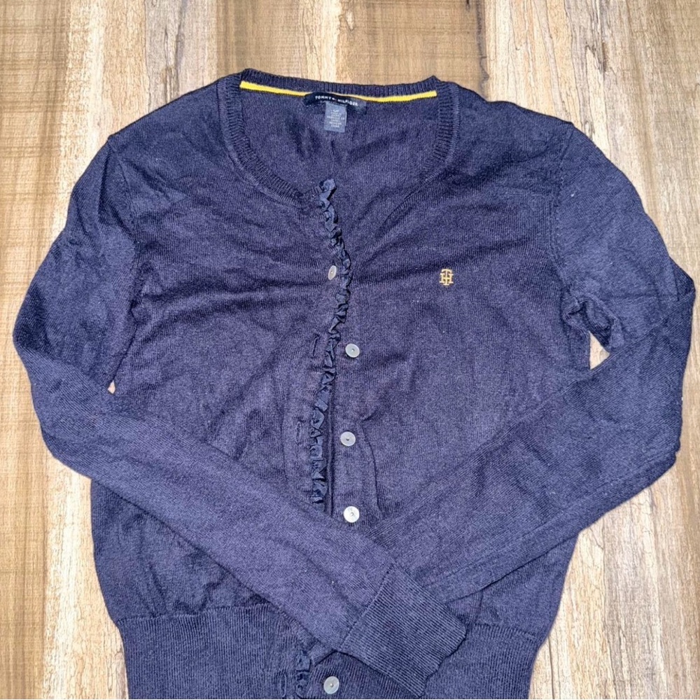 Tommy Hilfiger Dark Blue Ruffle Cardigan
